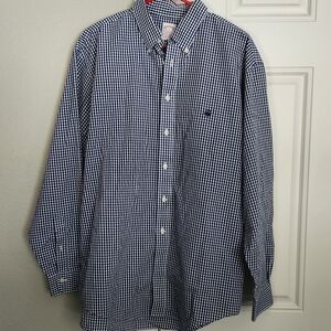Brooks Brothers Blue & White Gingham Shirt Large Long Sleeve